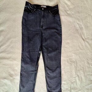 Abercrombie & Fitch Mixed Fabric Curve Love Ankle Straight Ultra High-Rise Jeans